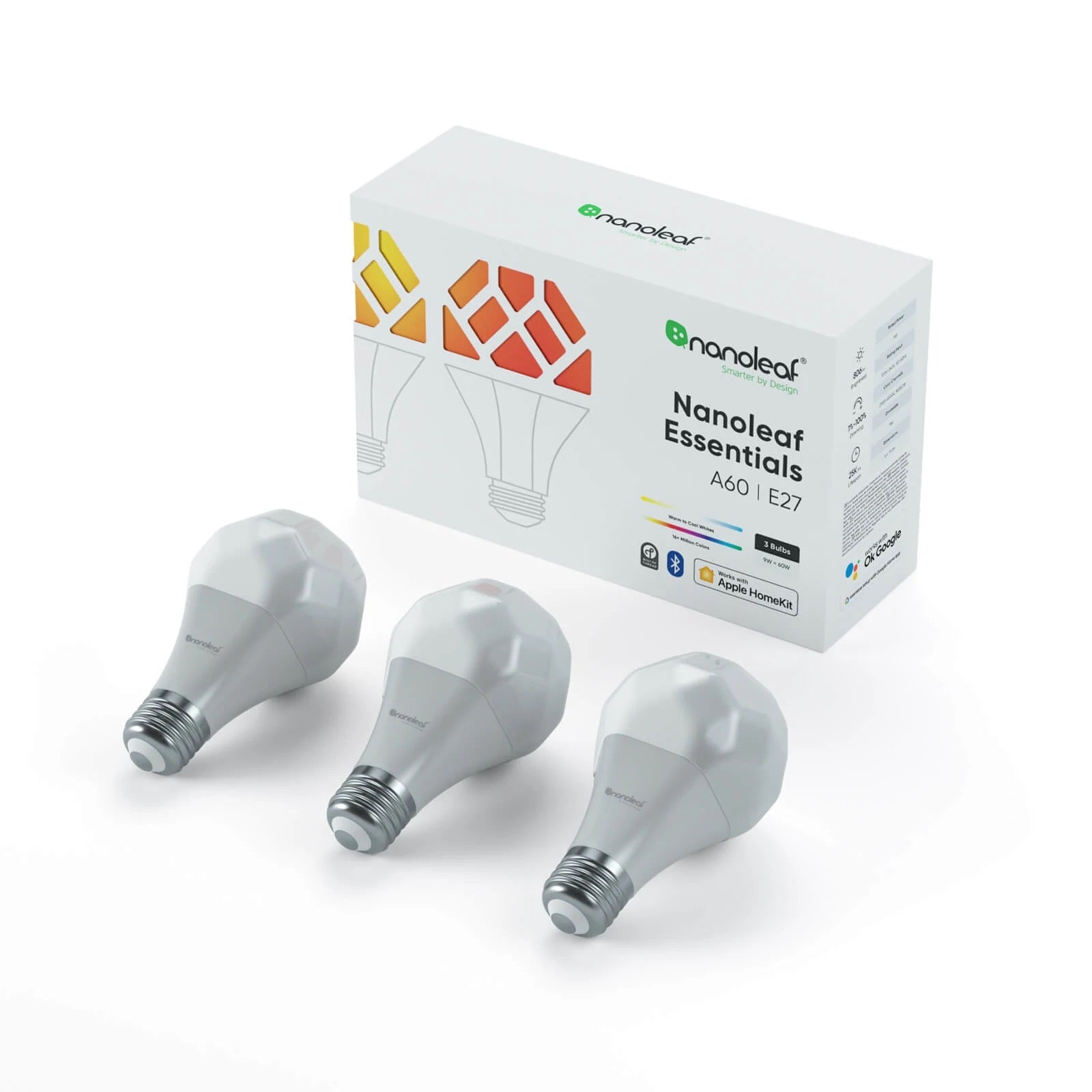 Nanoleaf Essentials HomeKit A60|E27 Smart Bulbs 3pack (Thread version，Non-Matter）